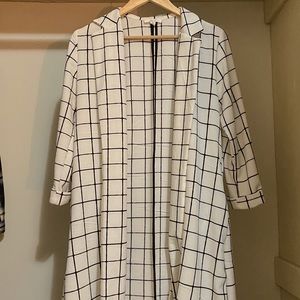 Long Checkered Cardigan